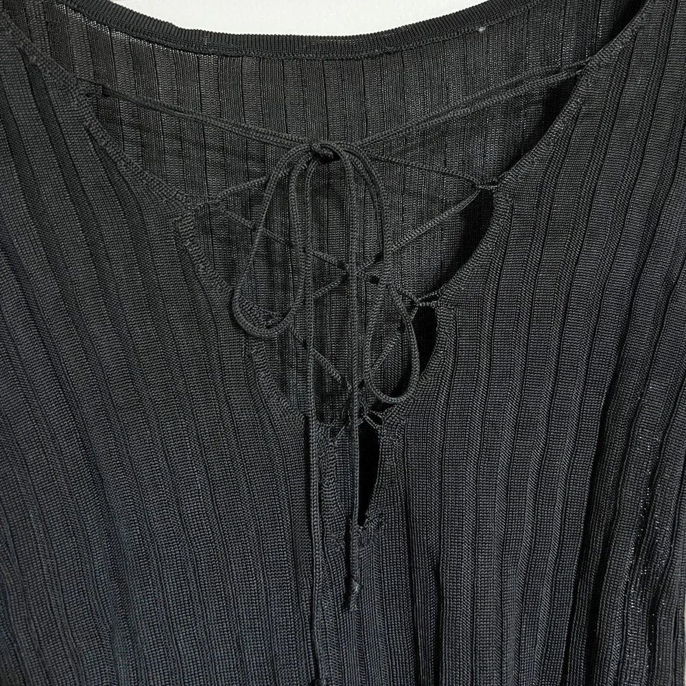 NWOT Free People Hits Different Lace Up Long Sleeve Black